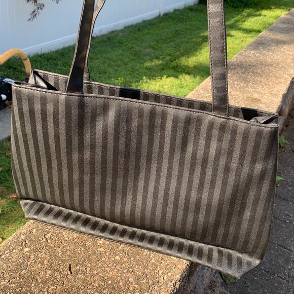 SOLD Vtg JACKSON Black Striped Tote Bag - Picture 4 of 12